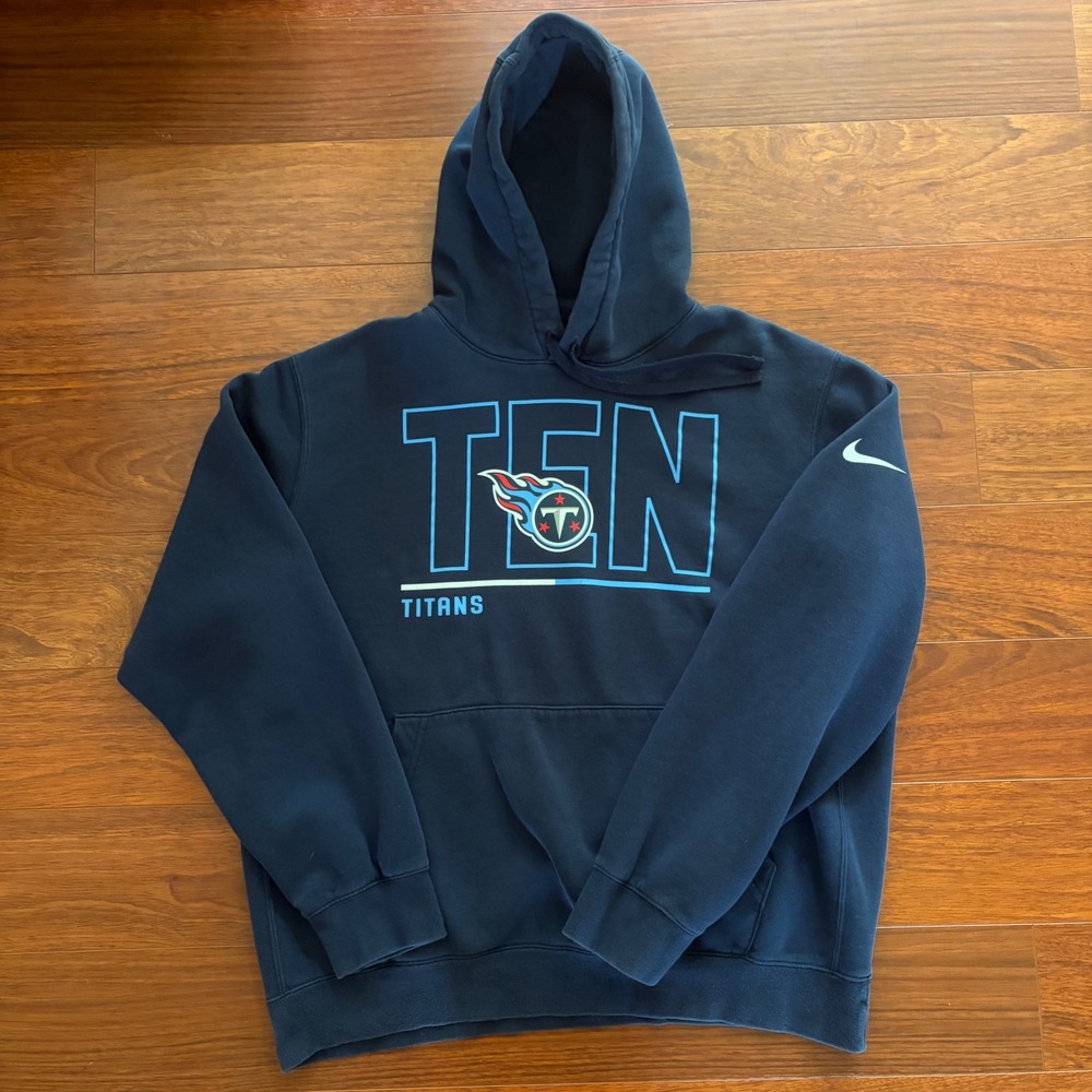 Nike Mens Tennessee Titans NFL Hoodie Size Large Navy Blue Graphic Sweatshirt